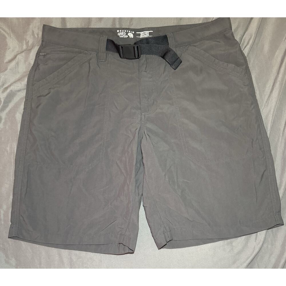 Mountain Hardwear Men’s 34 Gray Belted Nylon Softshell Shorts Hiking 8.25